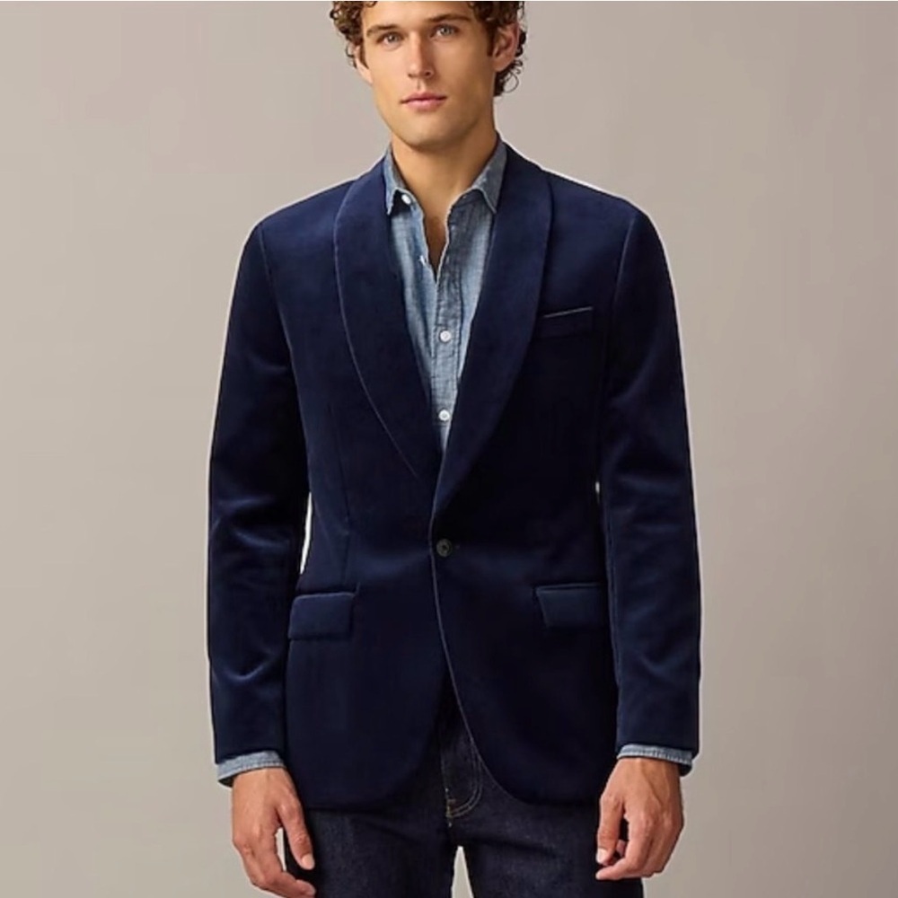 NWOT J Crew Ludlow Navy Blue Velvet Party Blazer Dinner Jacket Tuxedo 36R